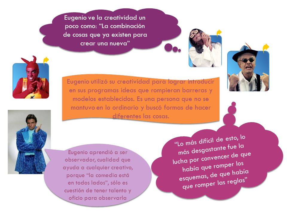 Eugenio ve la creatividad un poco como: La combinación de cosas que ya existen para crear una nueva