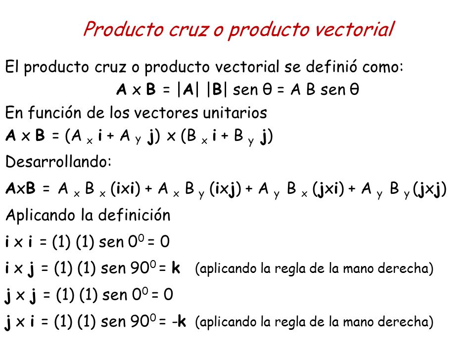 Producto cruz o producto vectorial