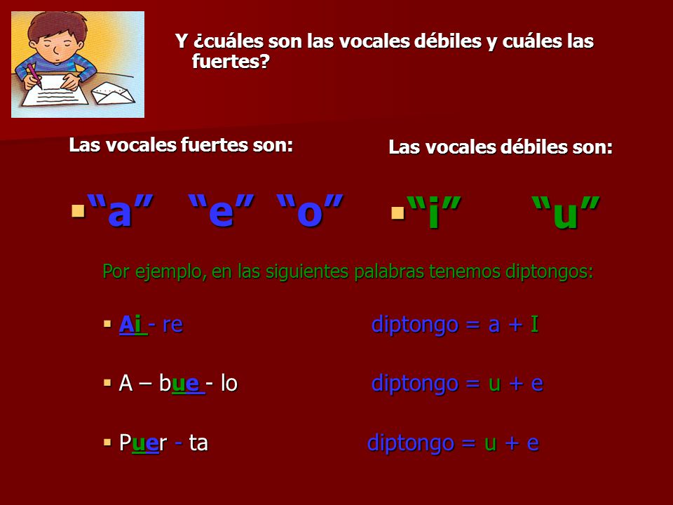 i u a e o Ai - re diptongo = a + I