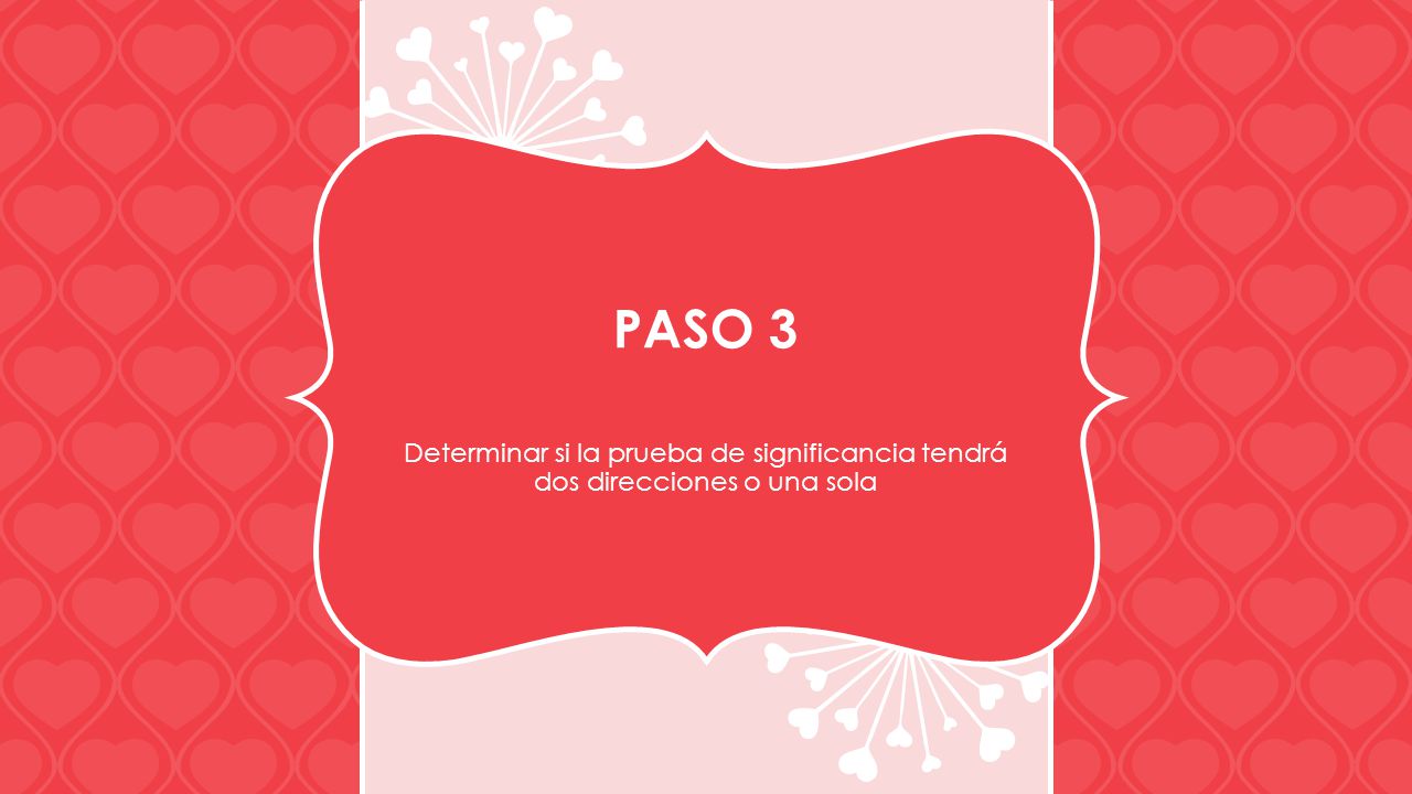 PASO 3 Determinar si la prueba de significancia tendrá dos direcciones o una sola