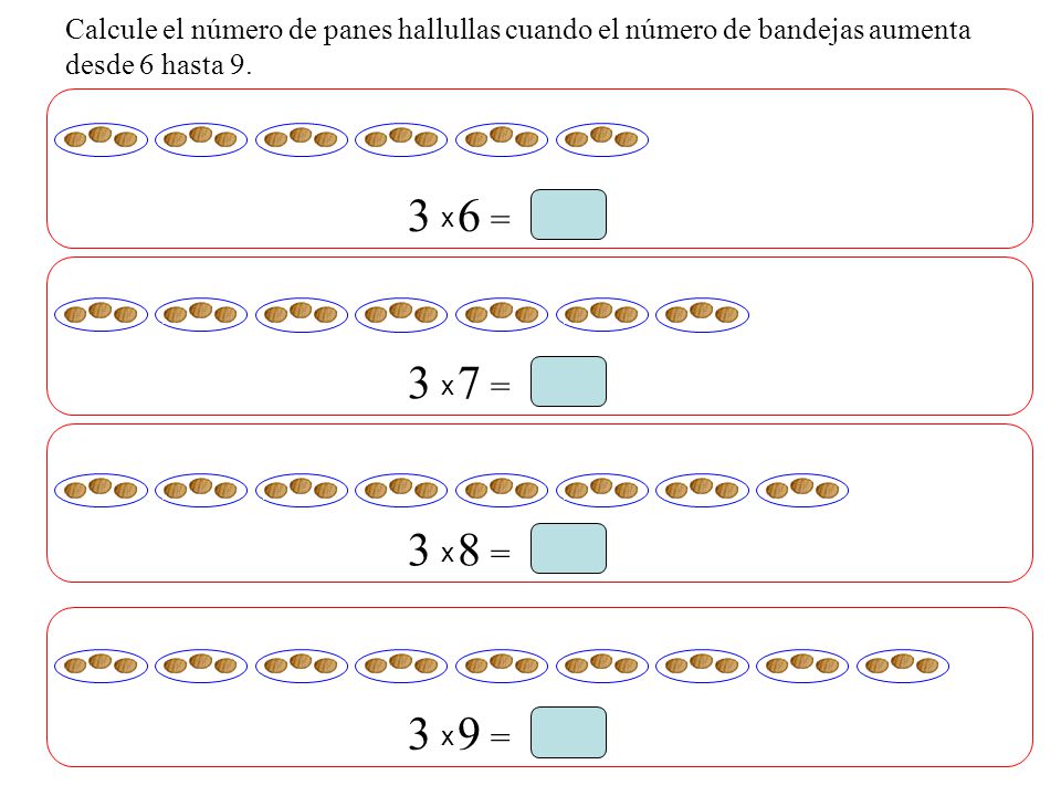 Calcule el número de panes hallullas cuando el número de bandejas aumenta desde 6 hasta 9.