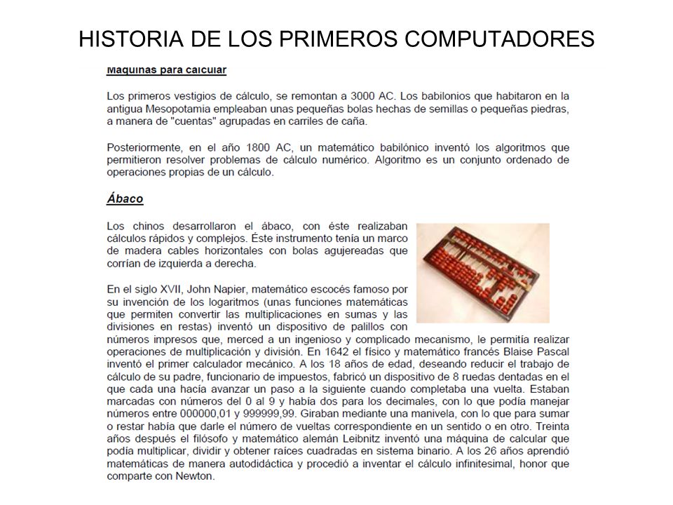 HISTORIA DE LOS PRIMEROS COMPUTADORES