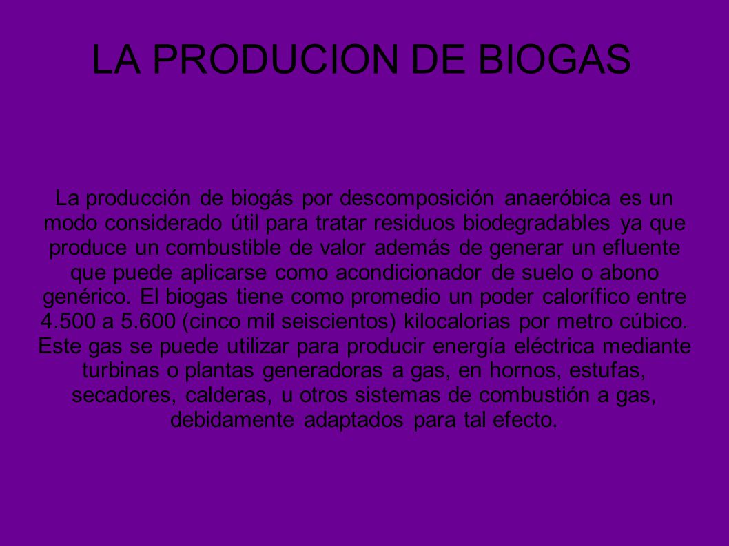 LA PRODUCION DE BIOGAS