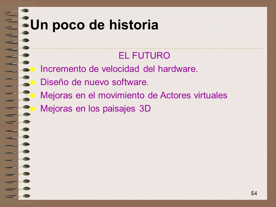 Un poco de historia EL FUTURO Incremento de velocidad del hardware.