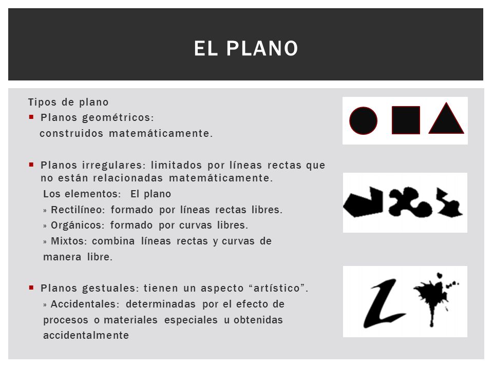 El Plano Tipos de plano Planos geométricos: