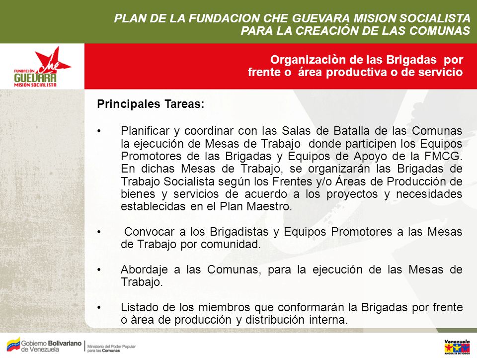 PLAN DE LA FUNDACION CHE GUEVARA MISION SOCIALISTA