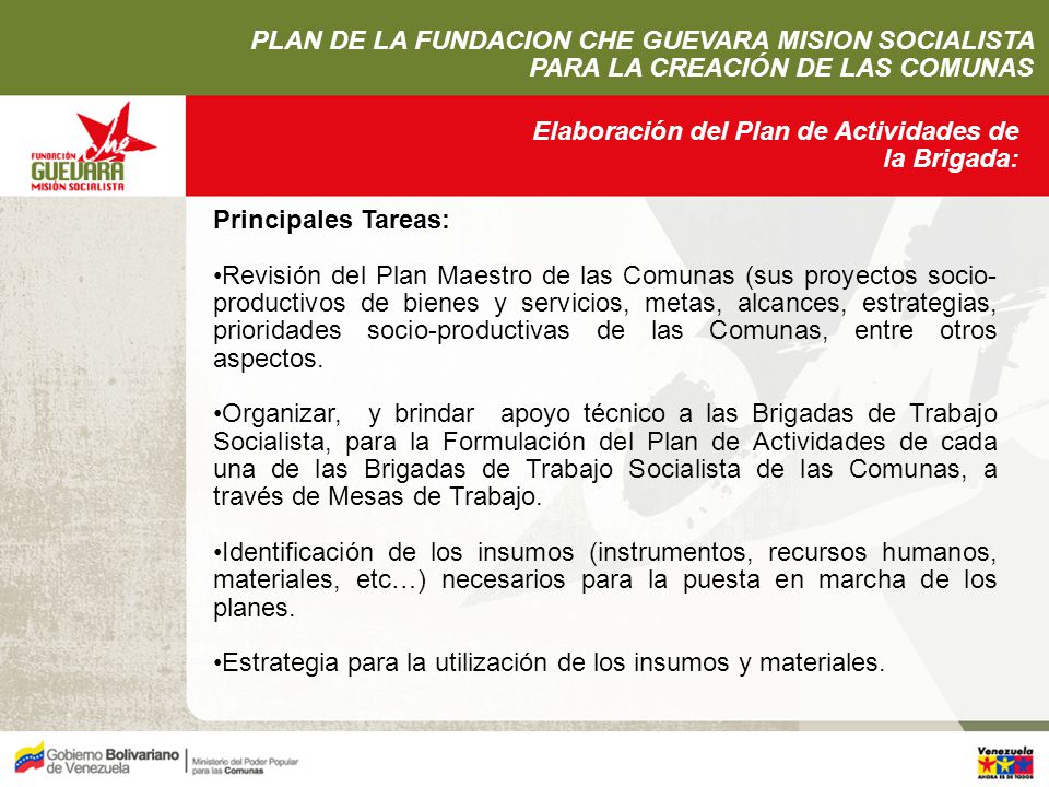 PLAN DE LA FUNDACION CHE GUEVARA MISION SOCIALISTA
