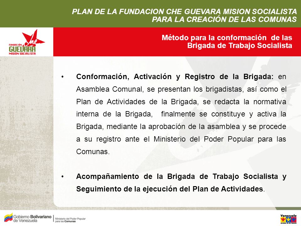 PLAN DE LA FUNDACION CHE GUEVARA MISION SOCIALISTA