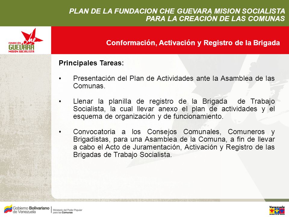 PLAN DE LA FUNDACION CHE GUEVARA MISION SOCIALISTA