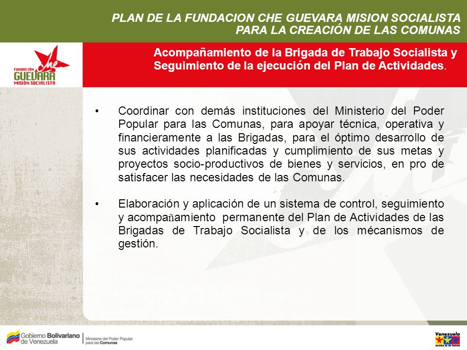 PLAN DE LA FUNDACION CHE GUEVARA MISION SOCIALISTA
