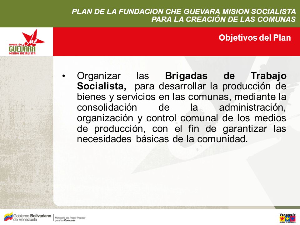 PLAN DE LA FUNDACION CHE GUEVARA MISION SOCIALISTA