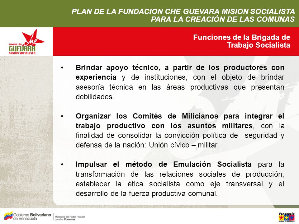 PLAN DE LA FUNDACION CHE GUEVARA MISION SOCIALISTA