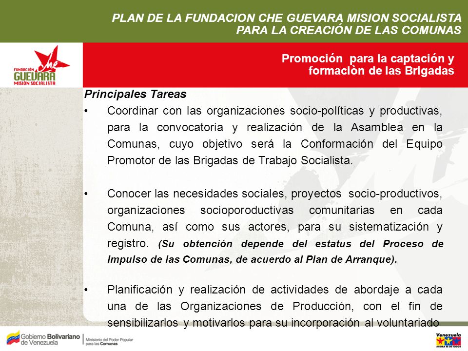 PLAN DE LA FUNDACION CHE GUEVARA MISION SOCIALISTA