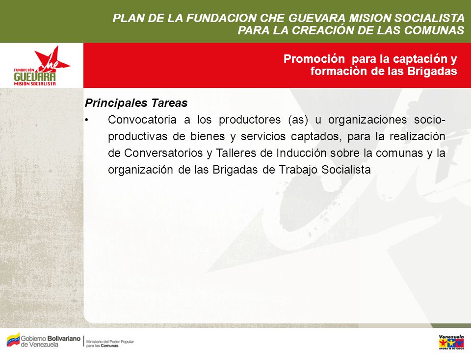 PLAN DE LA FUNDACION CHE GUEVARA MISION SOCIALISTA