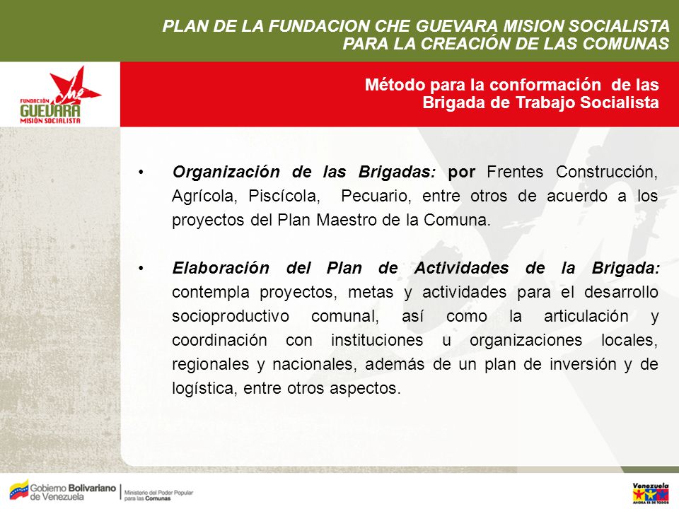 PLAN DE LA FUNDACION CHE GUEVARA MISION SOCIALISTA
