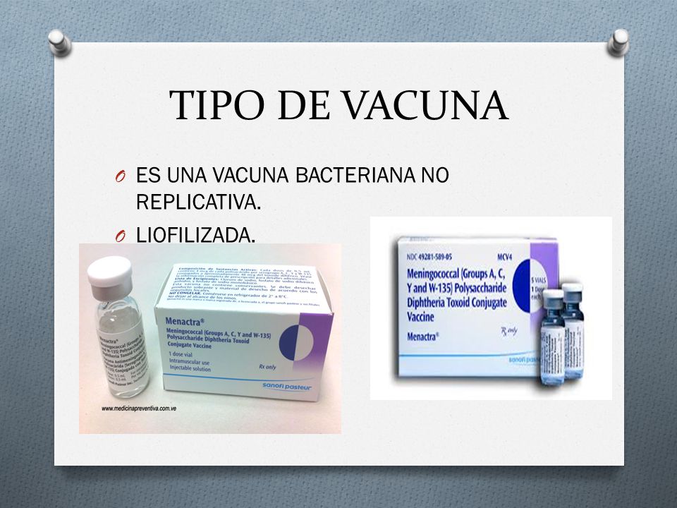 TIPO DE VACUNA ES UNA VACUNA BACTERIANA NO REPLICATIVA. LIOFILIZADA.