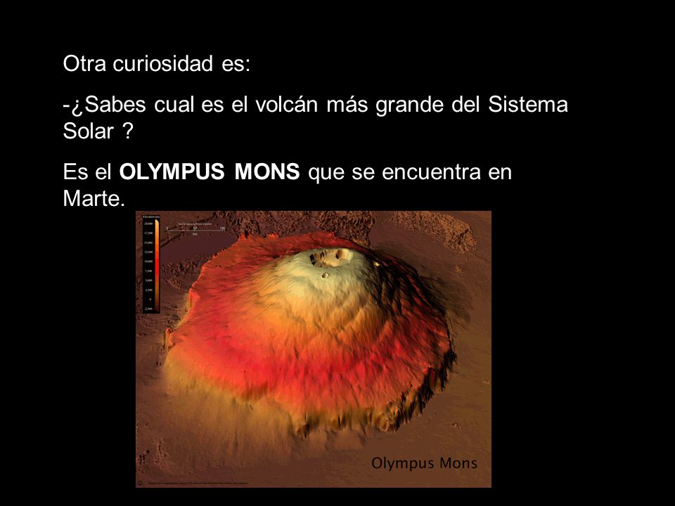 Otra curiosidad es: -¿Sabes cual es el volcán más grande del Sistema Solar .