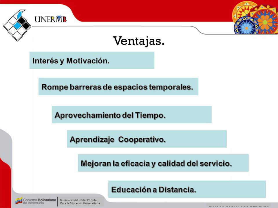 Ventajas. Interés y Motivación. Rompe barreras de espacios temporales.