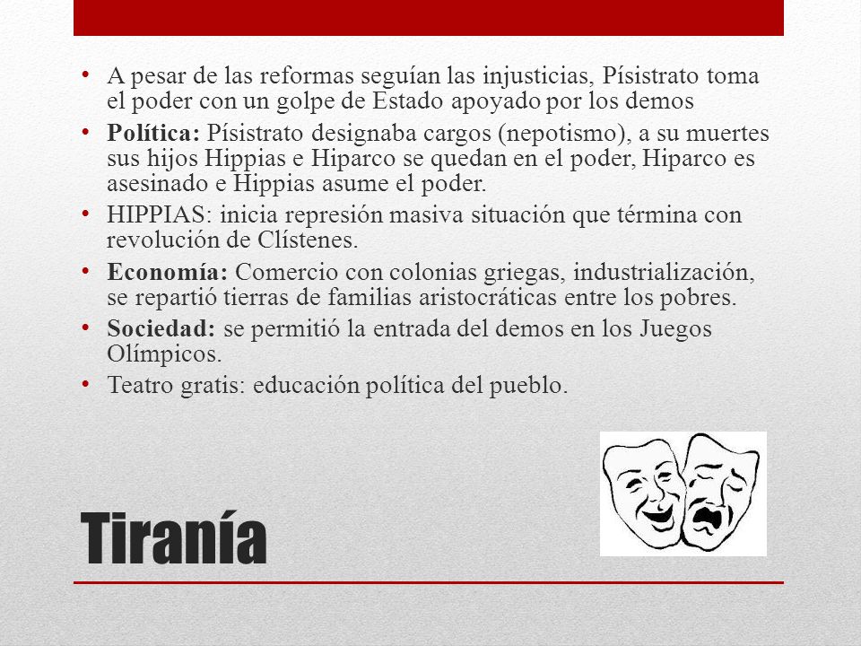 A pesar de las reformas seguían las injusticias, Písistrato toma el poder con un golpe de Estado apoyado por los demos