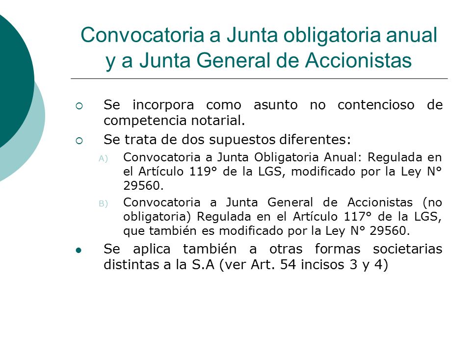Convocatoria a Junta obligatoria anual y a Junta General de Accionistas