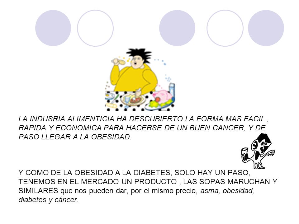 LA INDUSRIA ALIMENTICIA HA DESCUBIERTO LA FORMA MAS FACIL , RAPIDA Y ECONOMICA PARA HACERSE DE UN BUEN CANCER, Y DE PASO LLEGAR A LA OBESIDAD.