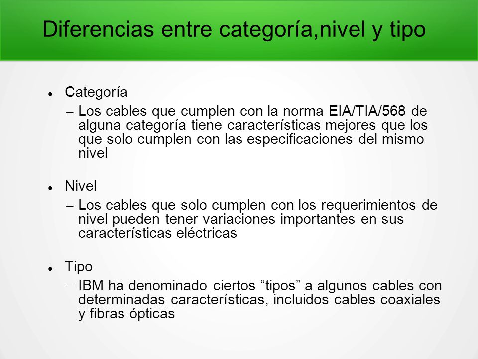 Diferencias entre categoría,nivel y tipo
