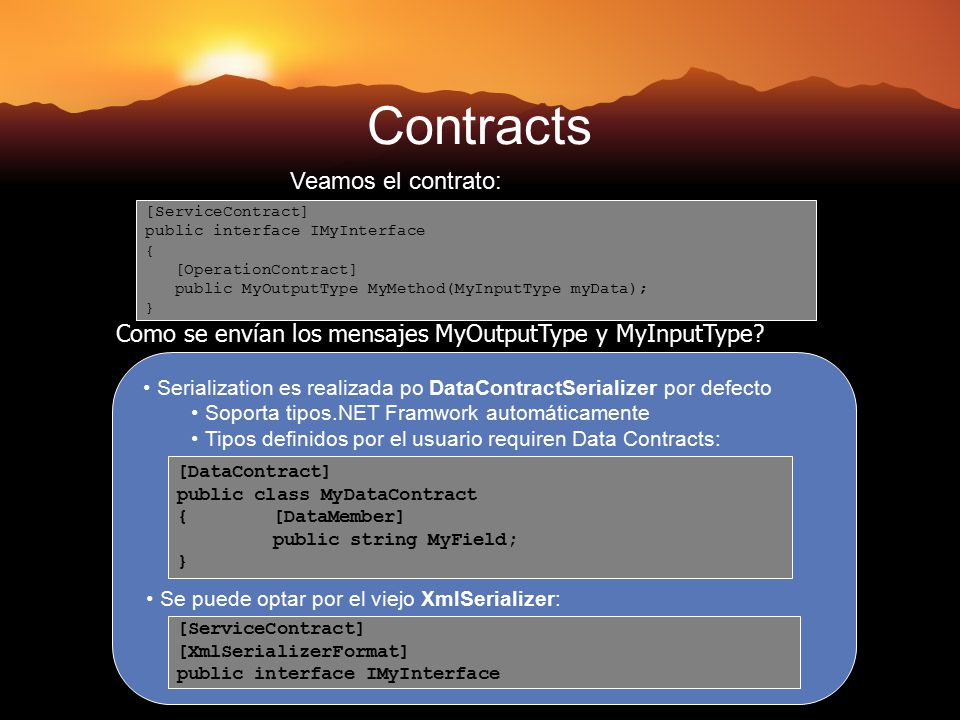 Como se envían los mensajes MyOutputType y MyInputType