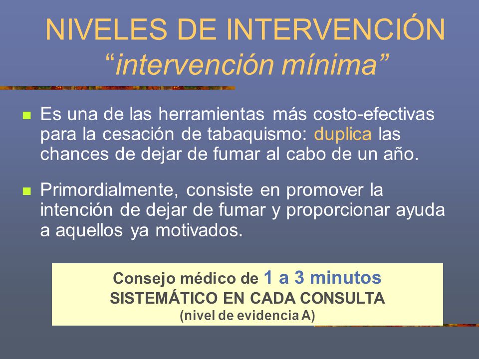 Consejo médico de 1 a 3 minutos SISTEMÁTICO EN CADA CONSULTA