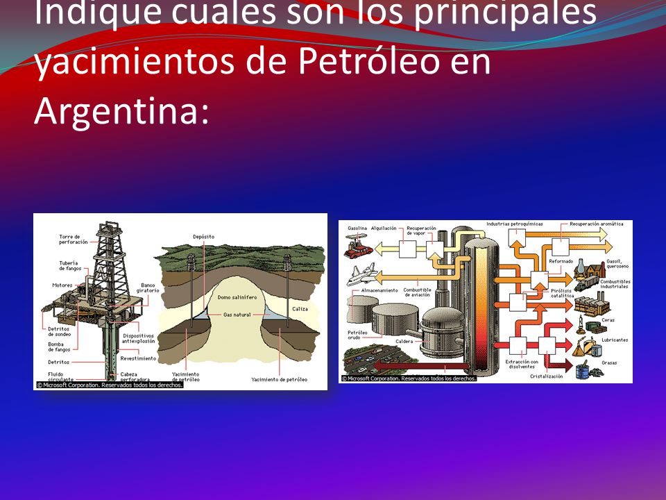 Indique cuales son los principales yacimientos de Petróleo en Argentina: