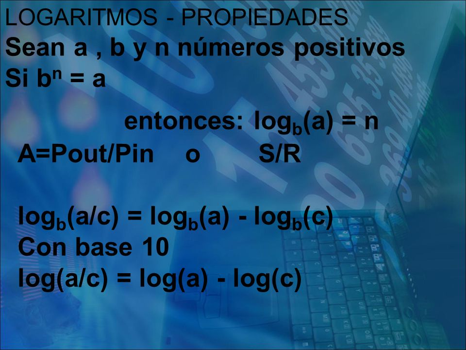 Sean a , b y n números positivos Si bn = a