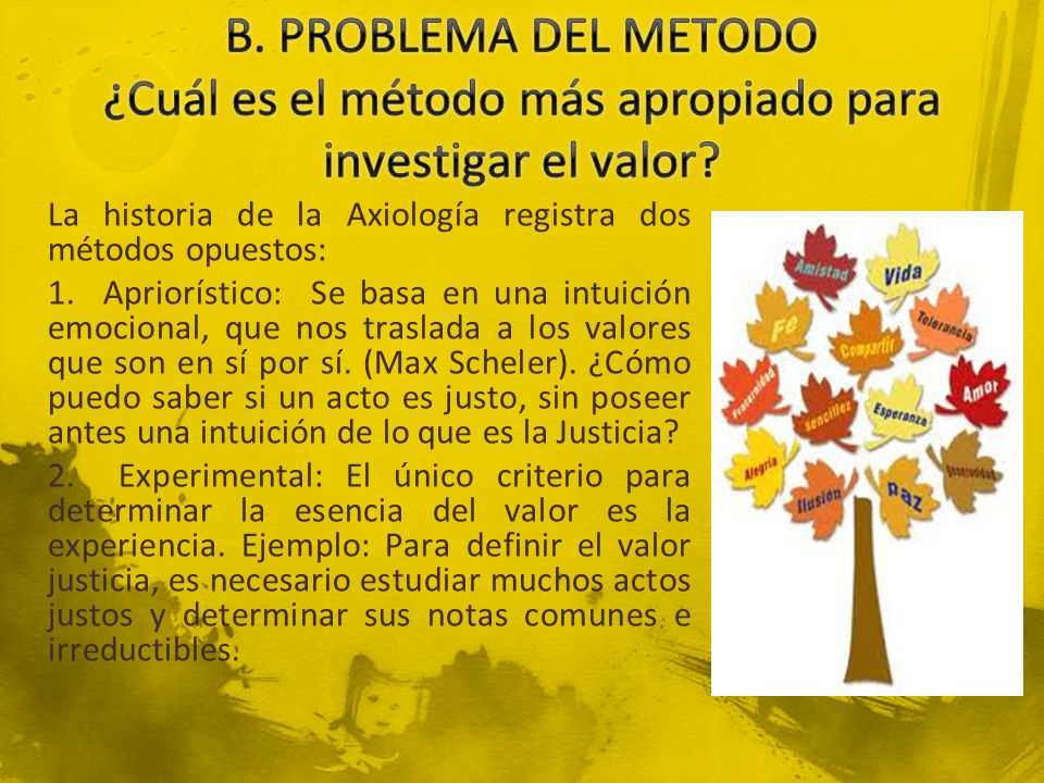 B. PROBLEMA DEL METODO ¿Cuál es el método más apropiado para investigar el valor