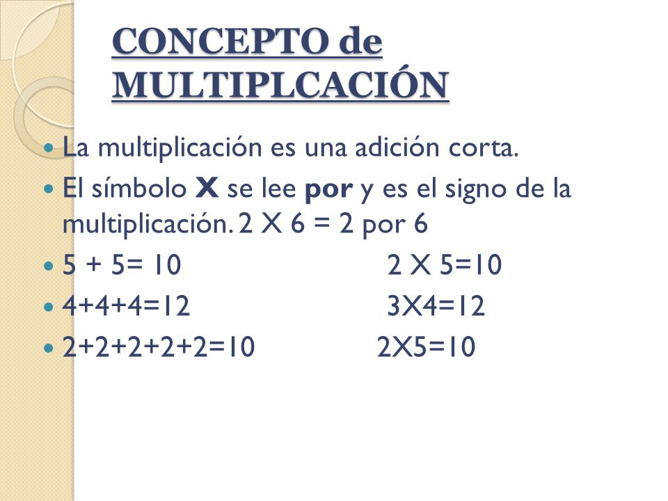 CONCEPTO de MULTIPLCACIÓN