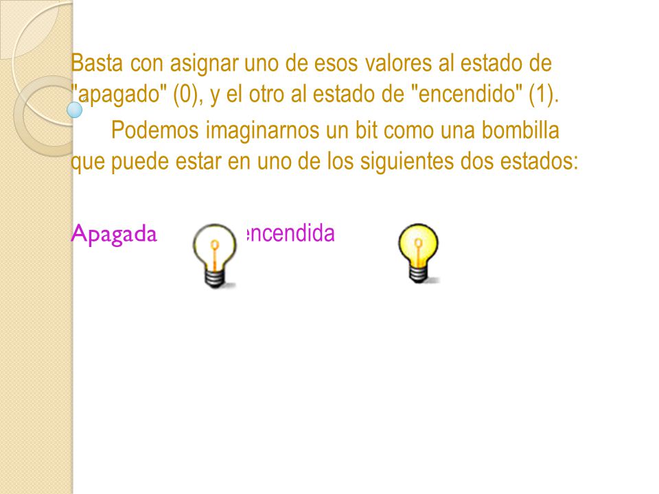 Basta con asignar uno de esos valores al estado de apagado (0), y el otro al estado de encendido (1).