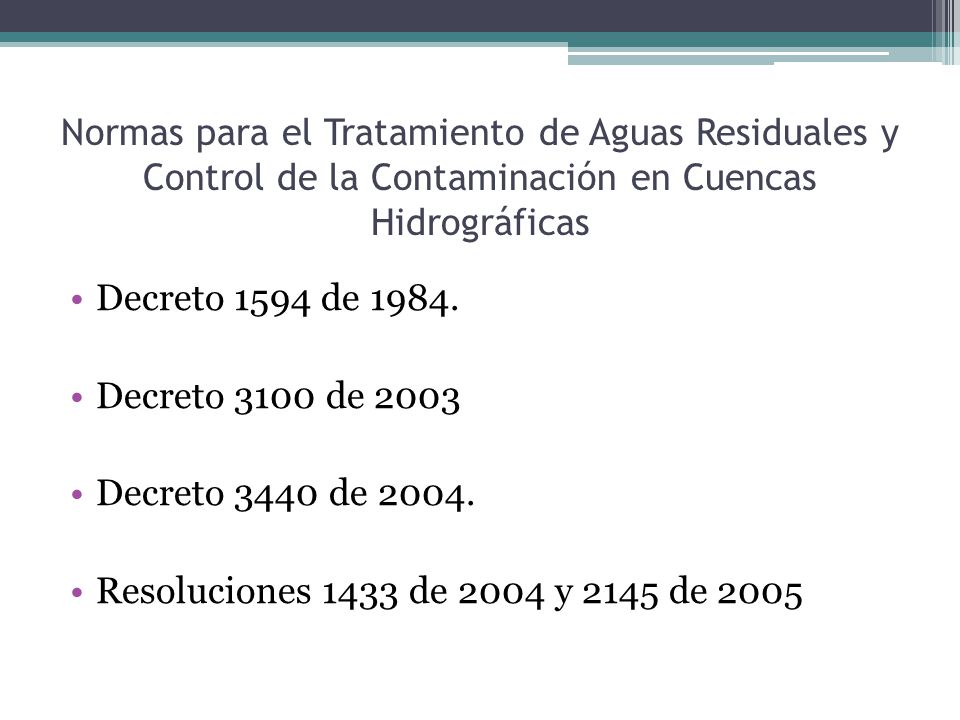 Normas para el Tratamiento de Aguas Residuales y Control de la Contaminación en Cuencas Hidrográficas