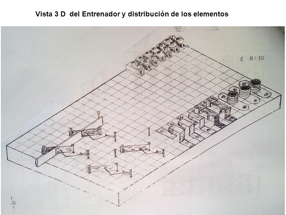 Vista 3 D del Entrenador y distribución de los elementos