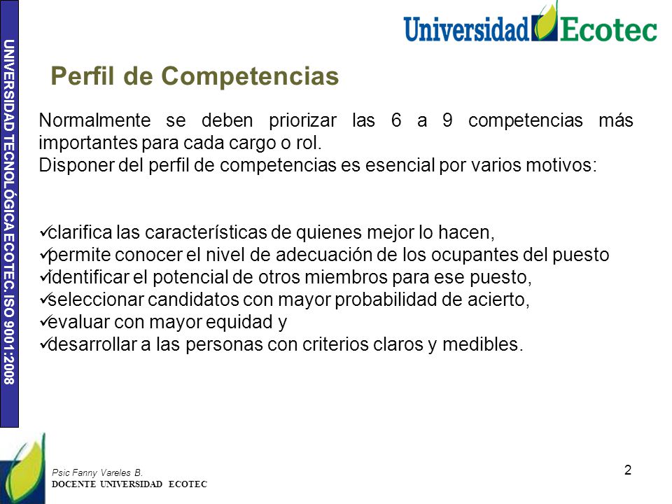 Perfil de Competencias
