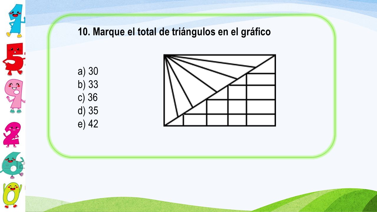 Marque el total de triángulos en el gráfico
