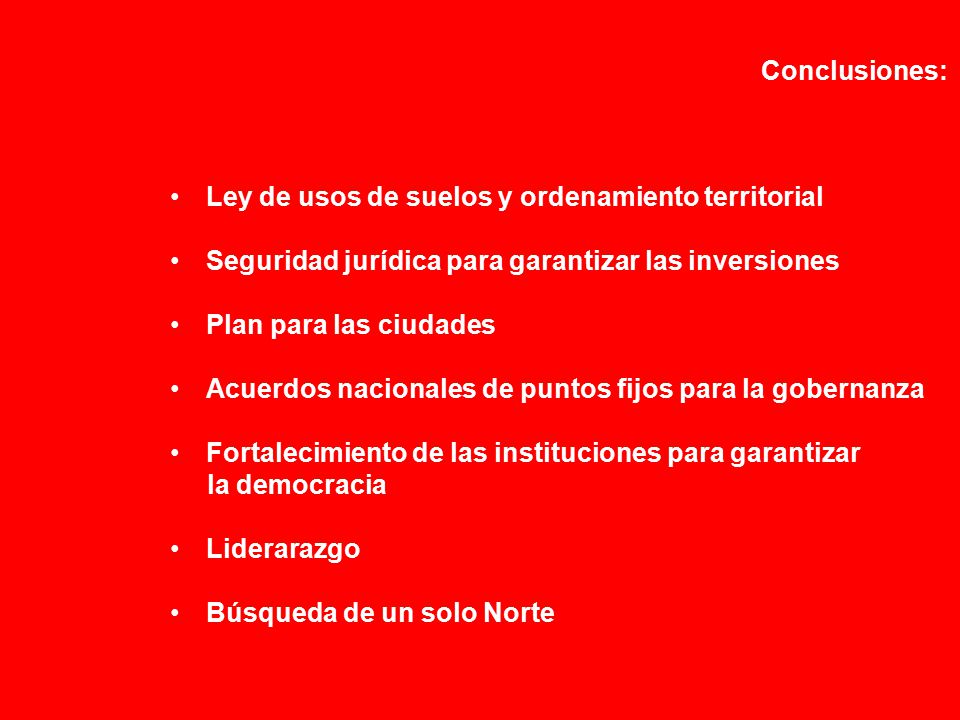 LA Conclusiones: Ley de usos de suelos y ordenamiento territorial