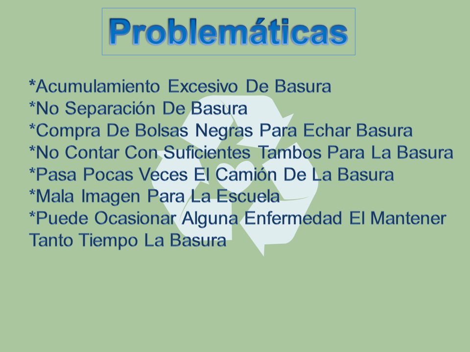 Problemáticas *Acumulamiento Excesivo De Basura