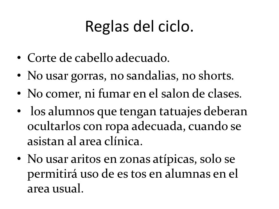 Reglas del ciclo. Corte de cabello adecuado.