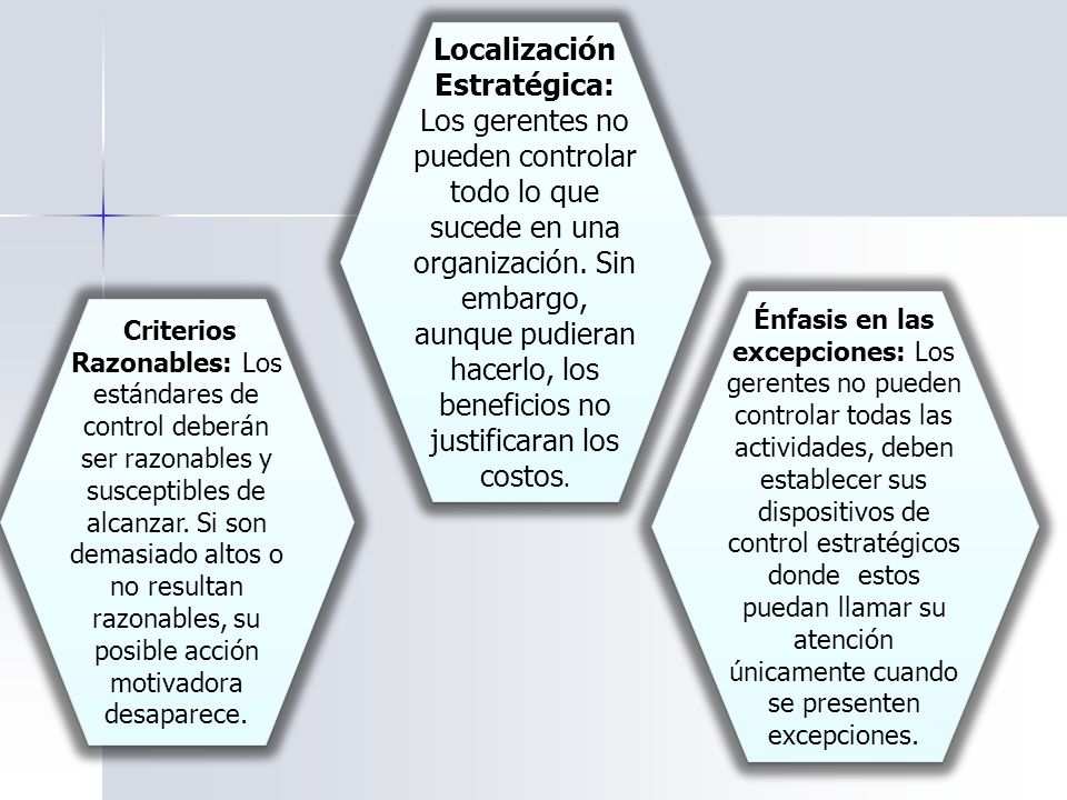 Localización Estratégica: Los gerentes no pueden controlar todo lo que sucede en una organización. Sin embargo, aunque pudieran hacerlo, los beneficios no justificaran los costos.