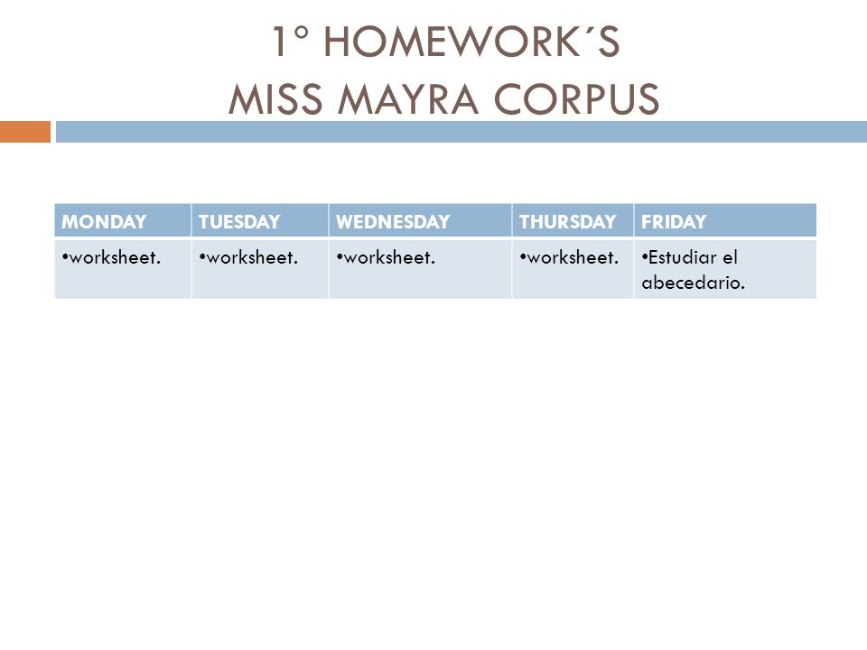 1º HOMEWORK´S MISS MAYRA CORPUS