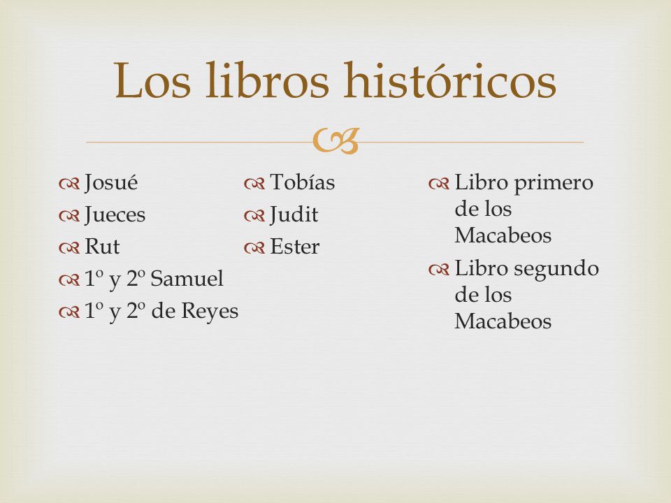 Los libros históricos Josué Tobías Libro primero de los Macabeos