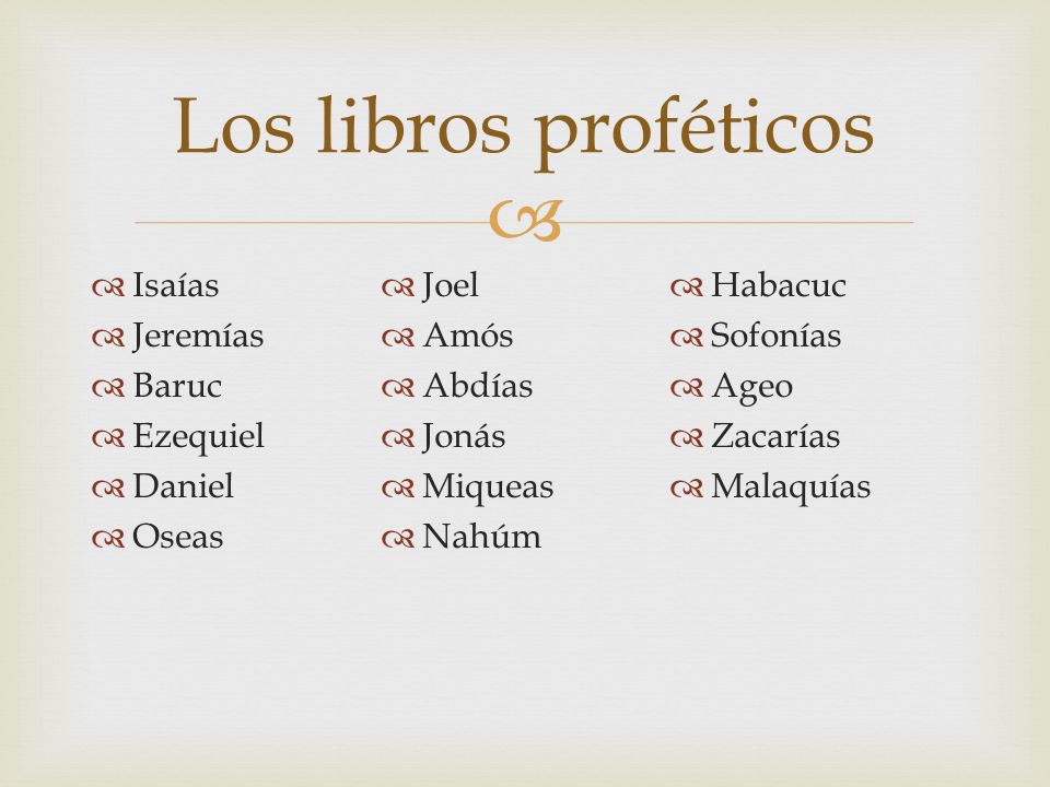 Los libros proféticos Isaías Joel Habacuc Jeremías Amós Sofonías Baruc