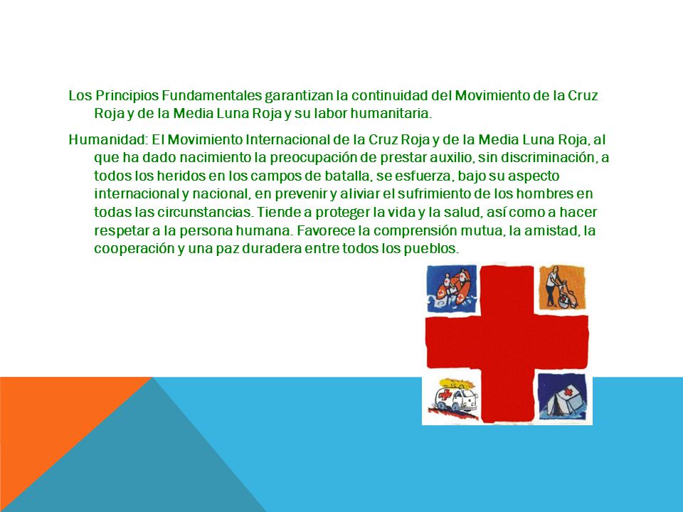 Los Principios Fundamentales garantizan la continuidad del Movimiento de la Cruz Roja y de la Media Luna Roja y su labor humanitaria.