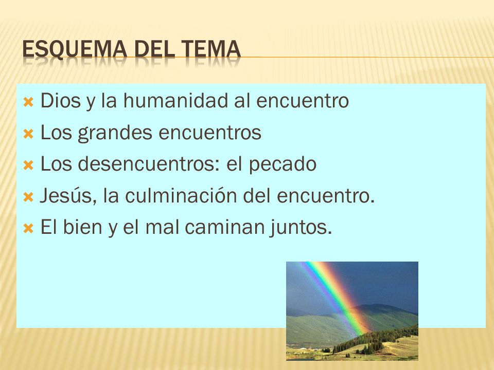 Esquema del tema Dios y la humanidad al encuentro