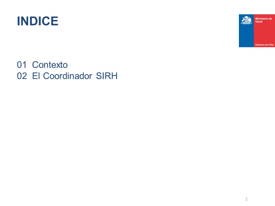 INDICE 01 Contexto 02 El Coordinador SIRH 2