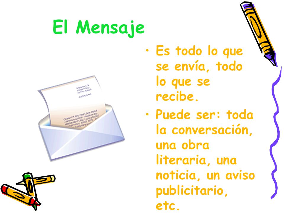 El Mensaje Es todo lo que se envía, todo lo que se recibe.