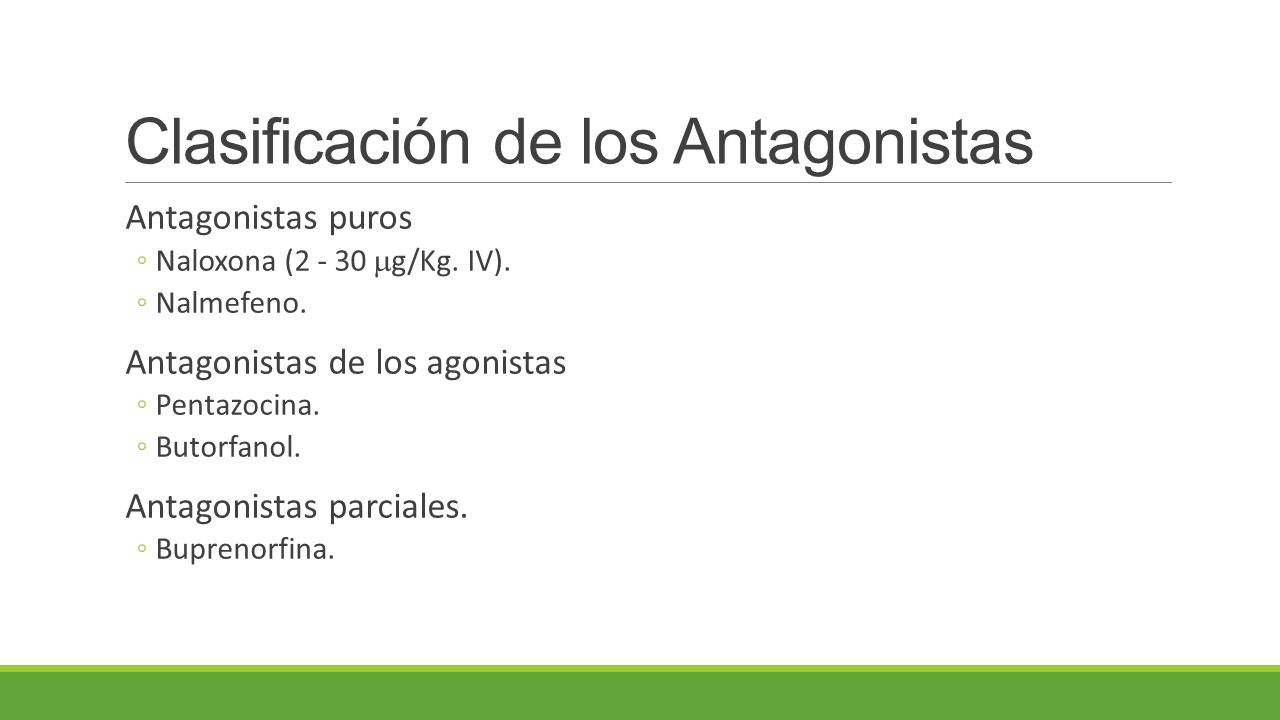 Clasificación de los Antagonistas