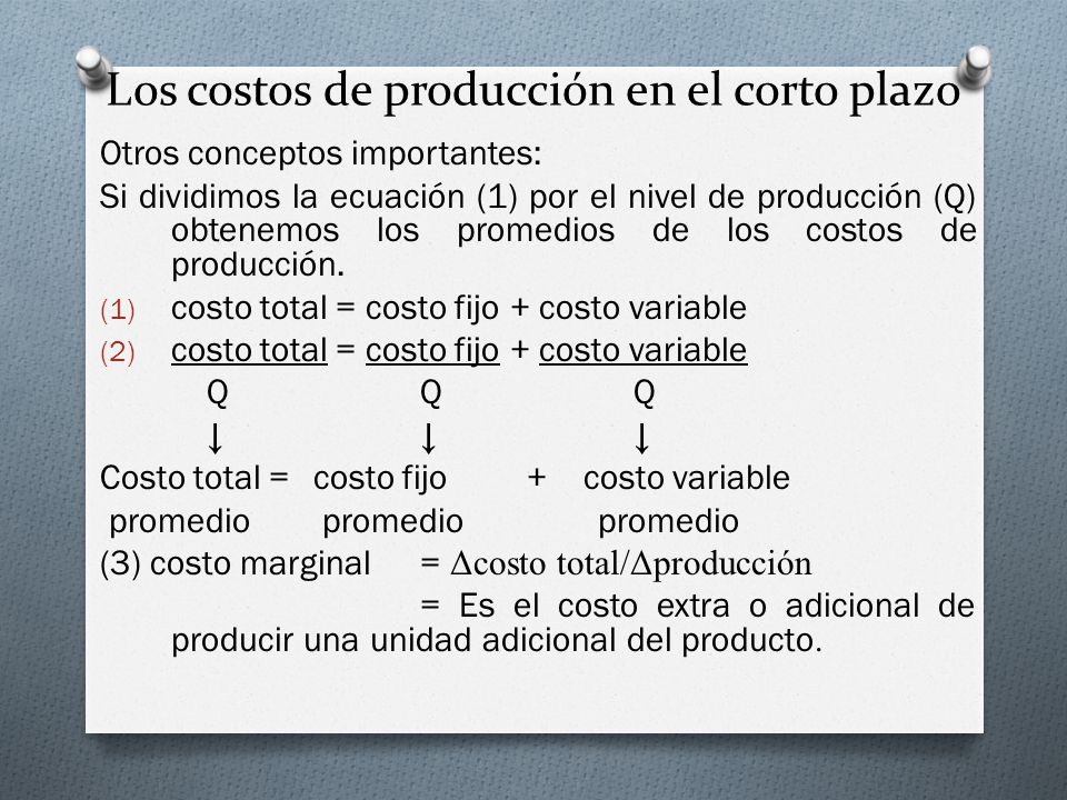 Los costos de producción en el corto plazo